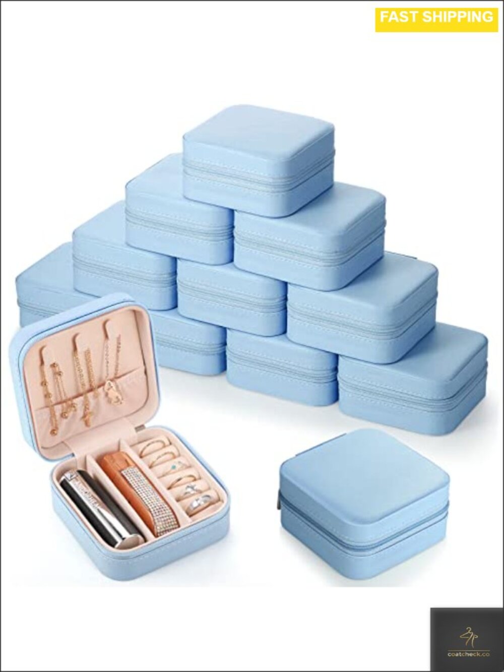 Mini Travel Jewelry Case Organizer PU Leather 12 Pack Gift Boxes